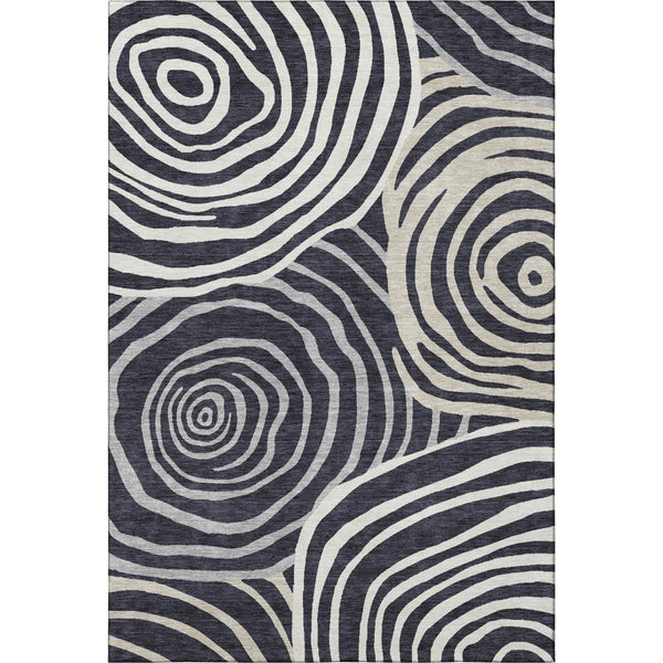 HomeRoots 5' X 8' Modern Black Ivory and Gray Abstract Area Rug - Washable, Durable, UV-Protected Design for Homes 664166