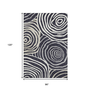 HomeRoots 8' X 10' Modern Black Ivory Gray Abstract Washable Area Rug with UV Protection for Busy Homes 664168