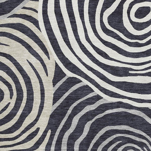 HomeRoots 8' X 10' Modern Black Ivory Gray Abstract Washable Area Rug with UV Protection for Busy Homes 664168