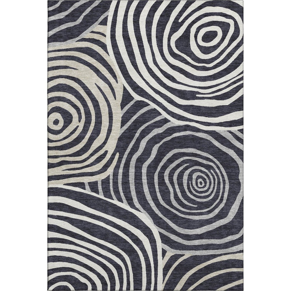 HomeRoots 9' X 12' Washable Area Rug in Black, Ivory & Gray - Modern Abstract Design with UV Protection 664169