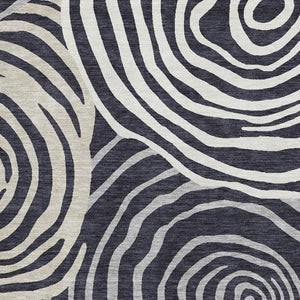 HomeRoots 9' X 12' Washable Area Rug in Black, Ivory & Gray - Modern Abstract Design with UV Protection 664169