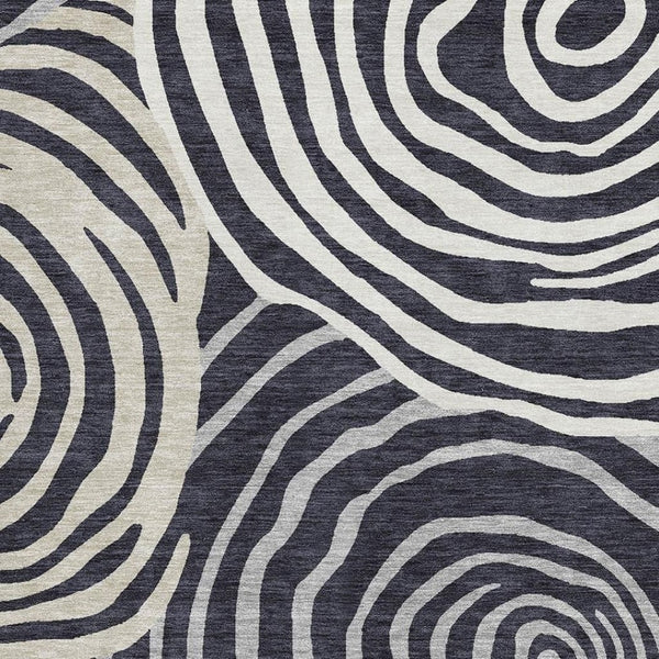 HomeRoots 9' X 12' Washable Area Rug in Black, Ivory & Gray - Modern Abstract Design with UV Protection 664169