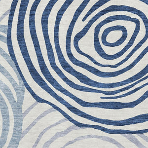 HomeRoots 8' X 10' Blue and Ivory Abstract Area Rug - Washable, UV-Protected, and Stain-Resistant for Families 664174