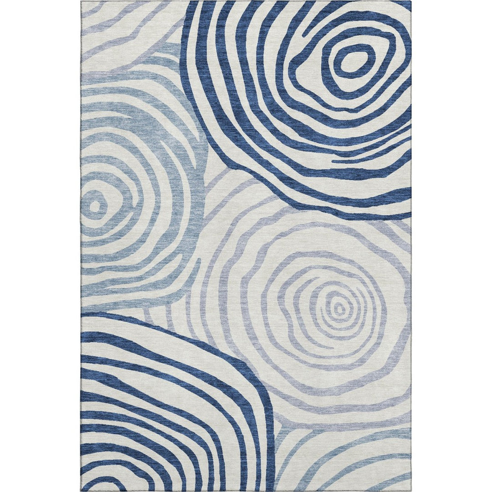 HomeRoots 10' x 14' Blue and Ivory Abstract Area Rug – Stylish, Washable, UV-Protected for High-Traffic Spaces! 664176
