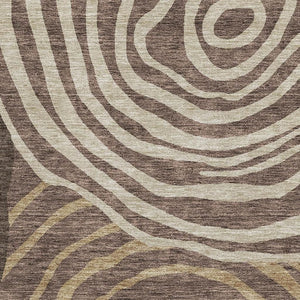 HomeRoots 8' X 10' Abstract Washable Area Rug in Brown Taupe & Ivory - UV Protected, Stain-Resistant, Durable Design 664186