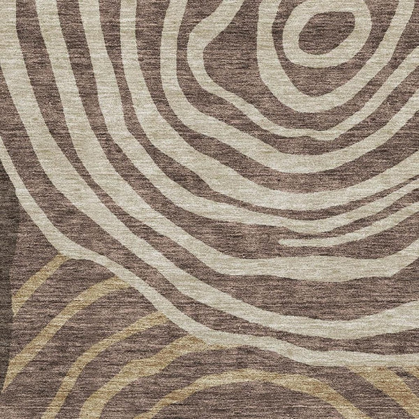 HomeRoots 8' X 10' Abstract Washable Area Rug in Brown Taupe & Ivory - UV Protected, Stain-Resistant, Durable Design 664186