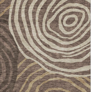 HomeRoots 8' X 10' Abstract Washable Area Rug in Brown Taupe & Ivory - UV Protected, Stain-Resistant, Durable Design 664186