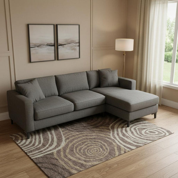 HomeRoots 9' X 12' Washable Area Rug in Brown, Taupe & Ivory - UV Resistant, Stain-Proof, Perfect for Families! 664187