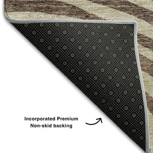 HomeRoots 10' X 14' Stylish Brown Taupe Ivory Abstract Area Rug – Washable, UV Protected, Pet-Friendly Design 664188
