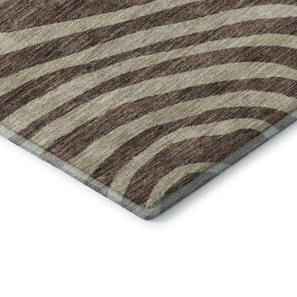 HomeRoots 10' X 14' Stylish Brown Taupe Ivory Abstract Area Rug – Washable, UV Protected, Pet-Friendly Design 664188