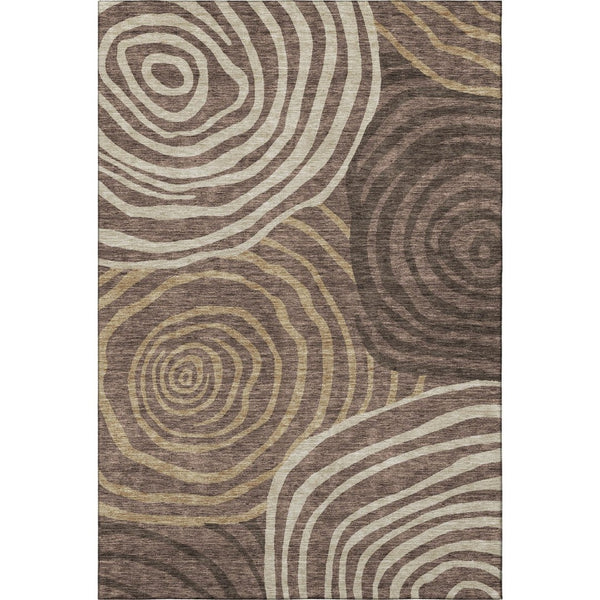 HomeRoots 10' X 14' Stylish Brown Taupe Ivory Abstract Area Rug – Washable, UV Protected, Pet-Friendly Design 664188