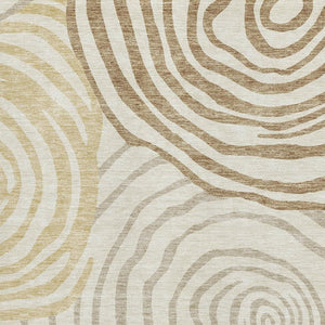 HomeRoots 5' X 8' Modern Abstract Gold Ivory Brown Area Rug - Washable, Stain Resistant, UV Protected Comfort 664190