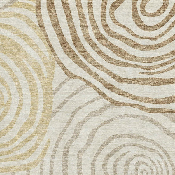HomeRoots 5' X 8' Modern Abstract Gold Ivory Brown Area Rug - Washable, Stain Resistant, UV Protected Comfort 664190