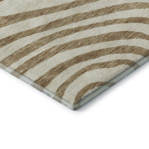HomeRoots 8' X 10' Stylish Gold Ivory Brown Abstract Washable Area Rug with UV Protection & Easy Care Features 664192