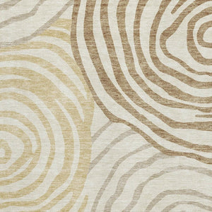 HomeRoots 8' X 10' Stylish Gold Ivory Brown Abstract Washable Area Rug with UV Protection & Easy Care Features 664192