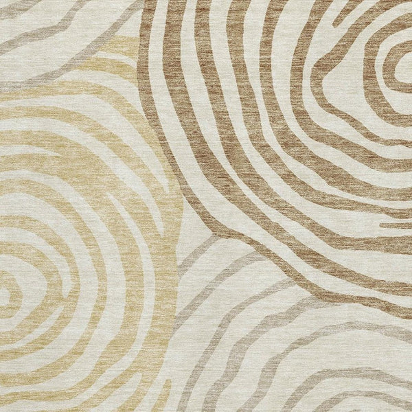 HomeRoots 8' X 10' Stylish Gold Ivory Brown Abstract Washable Area Rug with UV Protection & Easy Care Features 664192