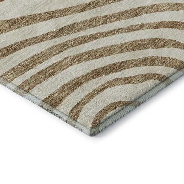 HomeRoots 10' Gold Ivory Brown Abstract Washable Area Rug – UV Protected, Stain Resistant, Easy-Care Design! 664194