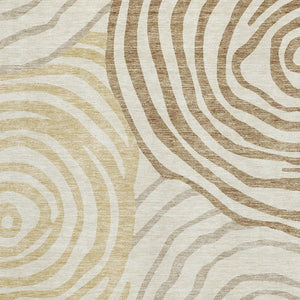 HomeRoots 10' Gold Ivory Brown Abstract Washable Area Rug – UV Protected, Stain Resistant, Easy-Care Design! 664194