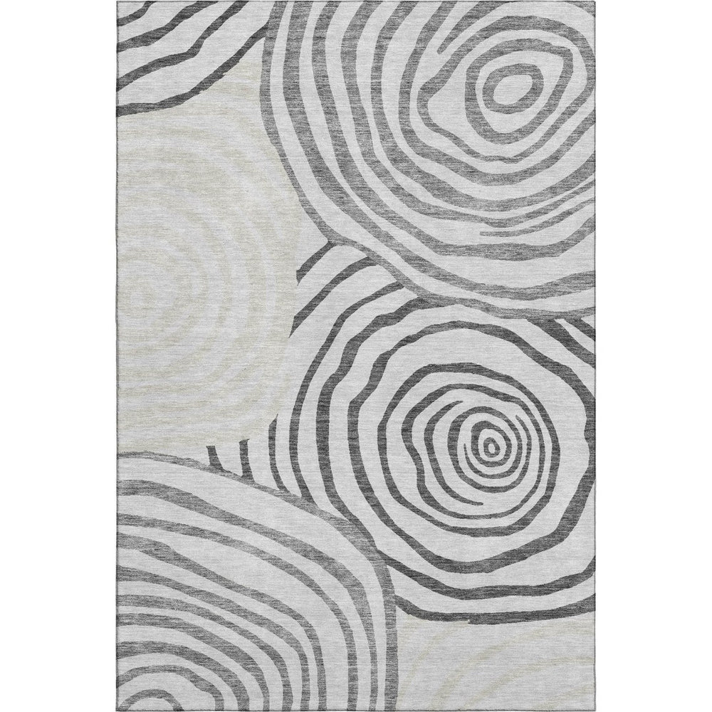 HomeRoots 5' X 8' Stylish Gray Silver Beige Abstract Area Rug – Washable, UV Protected & Durable for Homes 664196