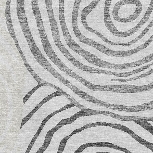 HomeRoots 8' X 10' Gray Silver Beige Abstract Washable Area Rug with Stain Resistance and UV Protection 664198