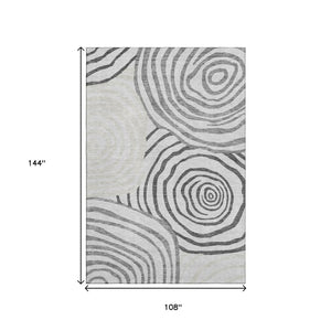 HomeRoots 9' X 12' Abstract Area Rug in Gray, Silver & Beige – Washable, UV Protected, Stain Resistant Design 664199