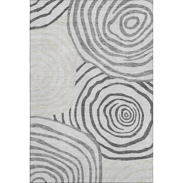 HomeRoots 9' X 12' Abstract Area Rug in Gray, Silver & Beige – Washable, UV Protected, Stain Resistant Design 664199