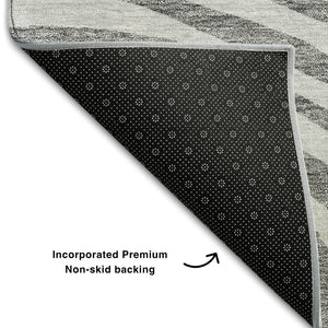 HomeRoots 9' X 12' Abstract Area Rug in Gray, Silver & Beige – Washable, UV Protected, Stain Resistant Design 664199
