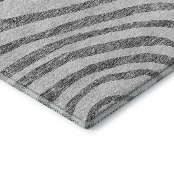 HomeRoots 9' X 12' Abstract Area Rug in Gray, Silver & Beige – Washable, UV Protected, Stain Resistant Design 664199