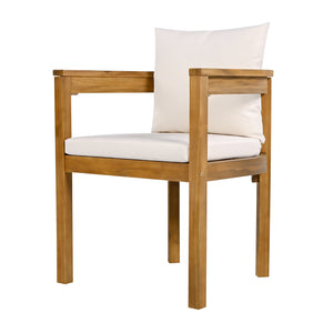 English Elm Christopher Knight Home® - Abaco Outdoor Acacia Wood Dining Chair Set of 2 with Beige Teak Cushions, Durable Weather-Resistant Comfort N775P235147T
