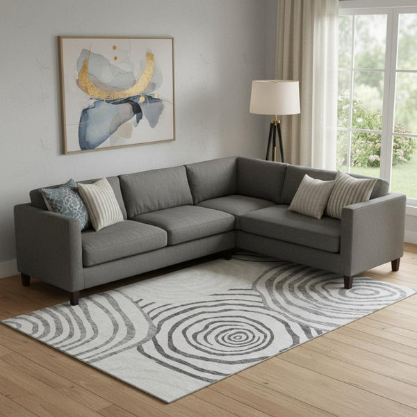 HomeRoots 10' Gray Silver Beige Abstract Area Rug - Washable, UV Protected, Stain Resistant for Busy Homes 664200