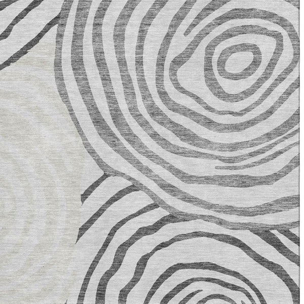 HomeRoots 10' Gray Silver Beige Abstract Area Rug - Washable, UV Protected, Stain Resistant for Busy Homes 664200