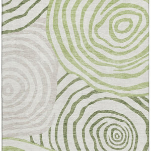 HomeRoots 5' X 8' Washable Area Rug in Green Gray Ivory - Durable, UV-Protected, Ideal for Homes with Kids & Pets 664202