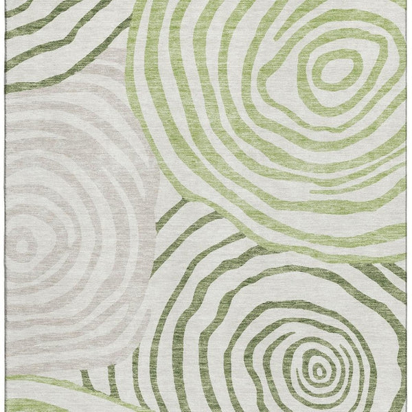HomeRoots 5' X 8' Washable Area Rug in Green Gray Ivory - Durable, UV-Protected, Ideal for Homes with Kids & Pets 664202