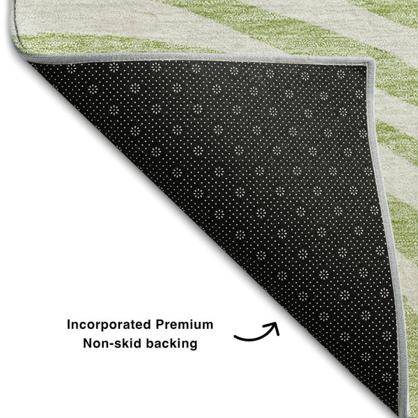 HomeRoots 8' X 10' Abstract Washable Area Rug in Green, Gray & Ivory – Durable, UV Protected, Family-Friendly Design 664204