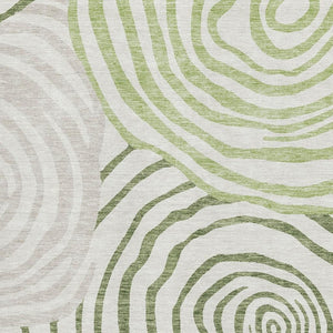 HomeRoots 8' X 10' Abstract Washable Area Rug in Green, Gray & Ivory – Durable, UV Protected, Family-Friendly Design 664204