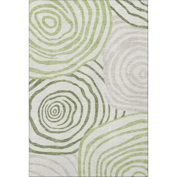 HomeRoots 8' X 10' Abstract Washable Area Rug in Green, Gray & Ivory – Durable, UV Protected, Family-Friendly Design 664204