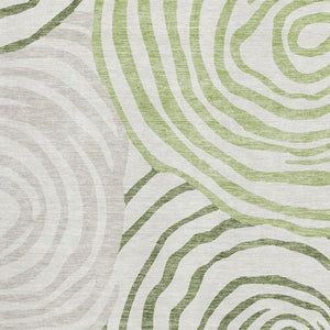 HomeRoots 9' X 12' Stylish Green Gray Ivory Abstract Washable Area Rug for Durable, Family-Friendly Living Spaces 664205