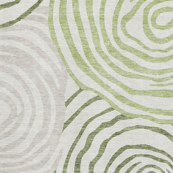 HomeRoots 9' X 12' Stylish Green Gray Ivory Abstract Washable Area Rug for Durable, Family-Friendly Living Spaces 664205