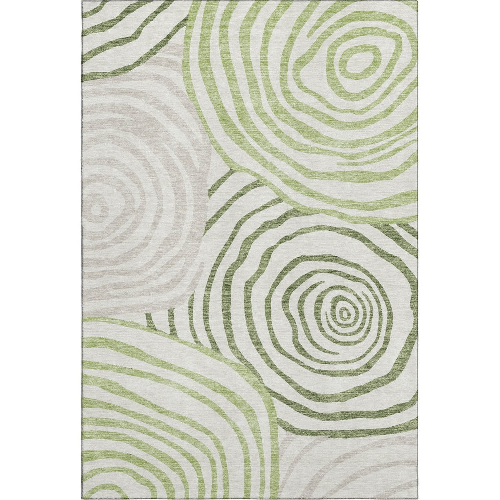 HomeRoots 10' X 14' Green, Gray & Ivory Abstract Area Rug - Washable, Stain-Resistant & UV-Protected Design 664206