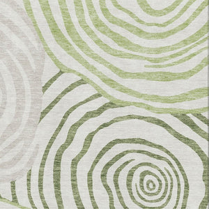 HomeRoots 10' X 14' Green, Gray & Ivory Abstract Area Rug - Washable, Stain-Resistant & UV-Protected Design 664206