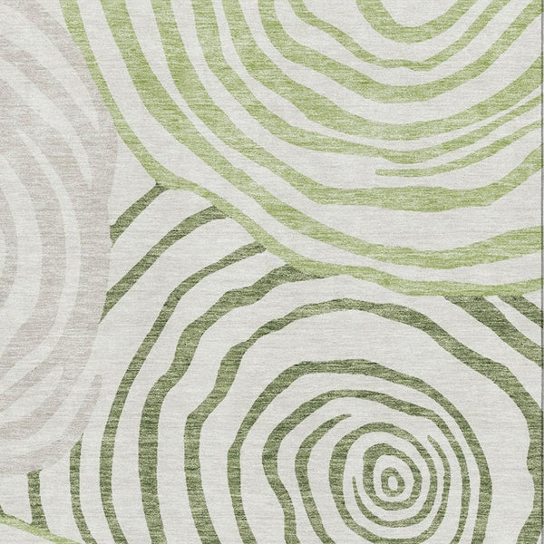 HomeRoots 10' X 14' Green, Gray & Ivory Abstract Area Rug - Washable, Stain-Resistant & UV-Protected Design 664206