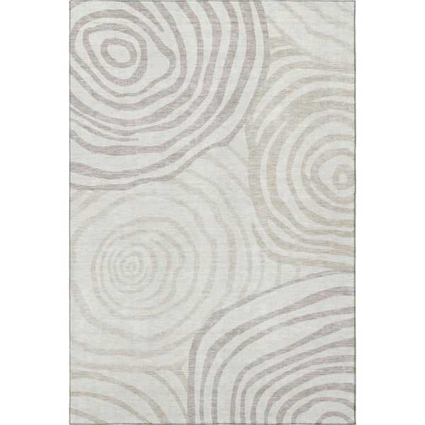 HomeRoots 5' X 8' Abstract Washable Area Rug in Ivory, Beige, and Khaki - UV Protected, Stylish & Durable! 664208