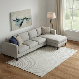 HomeRoots 8' X 10' Washable Ivory Khaki Abstract Area Rug with UV Protection - Durable, Stylish, Easy Care! 664210