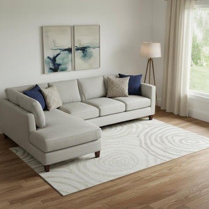HomeRoots 9' X 12' Abstract Ivory Beige Khaki Area Rug - Stain-Resistant, UV Protected, Modern & Durable Design 664211