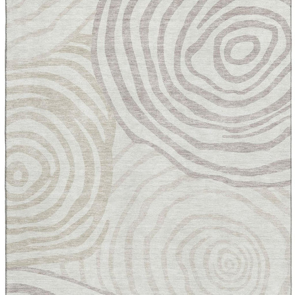 HomeRoots 9' X 12' Abstract Ivory Beige Khaki Area Rug - Stain-Resistant, UV Protected, Modern & Durable Design 664211