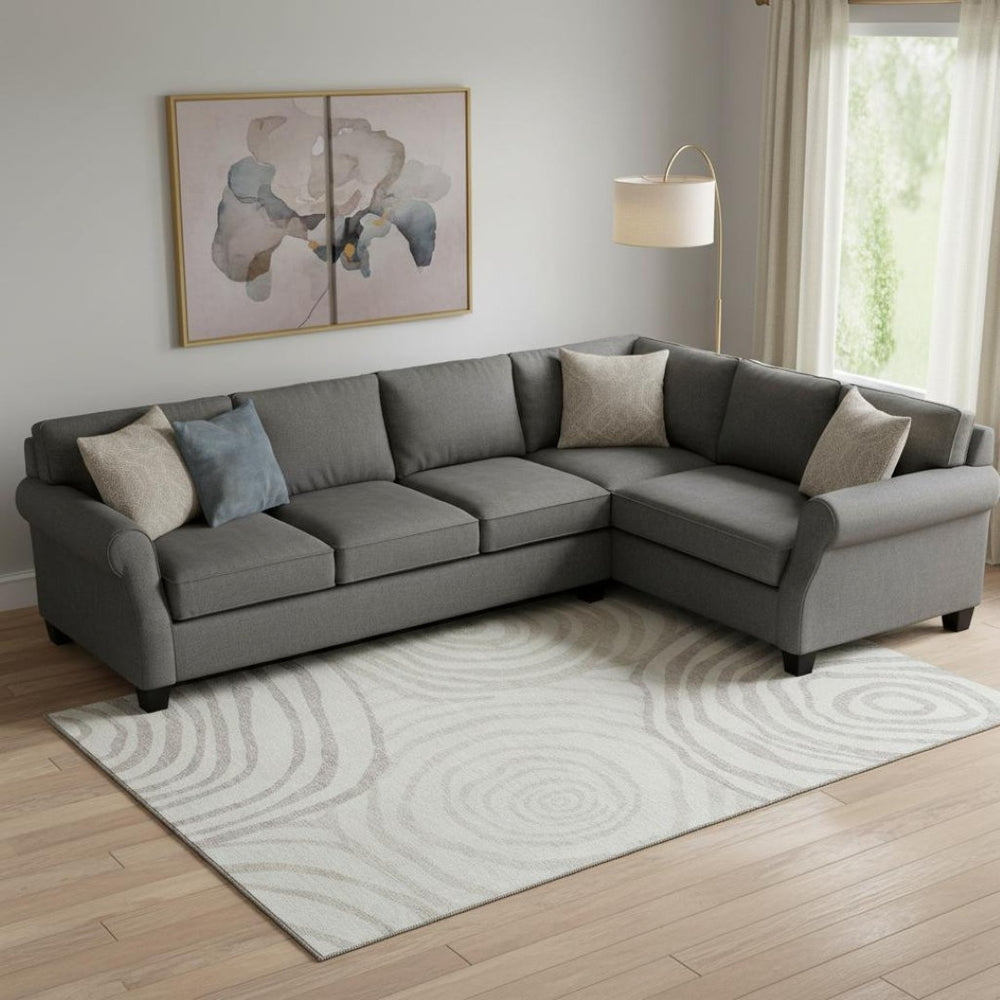 HomeRoots 10' X 14' Abstract Ivory Beige & Khaki Area Rug – Washable, UV-Protected, Durable for Busy Homes 664212