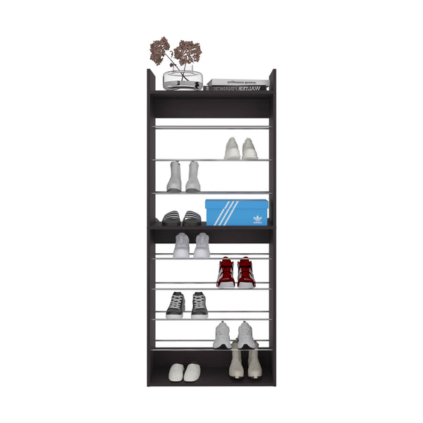 English Elm Ronald Slim 10-Tier Shoe Rack for Small Spaces — Freestanding MDF Organizer, Stylish Kronos Wengue Finish B070P337107