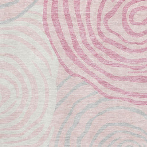 HomeRoots 8' X 10' Washable Pink Gray Ivory Abstract Area Rug - UV Resistant, Durable, Stylish for Any Room 664216