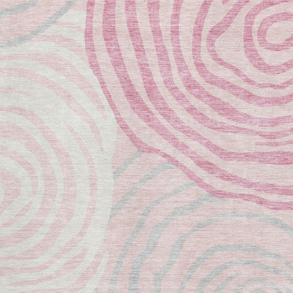 HomeRoots 8' X 10' Washable Pink Gray Ivory Abstract Area Rug - UV Resistant, Durable, Stylish for Any Room 664216