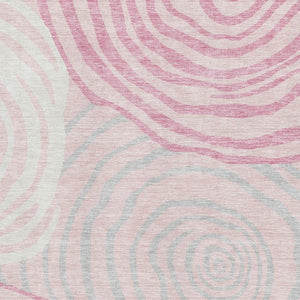 HomeRoots 9' X 12' Washable Abstract Area Rug in Pink, Gray & Ivory - Durable, Stain-Resistant with UV Protection 664217